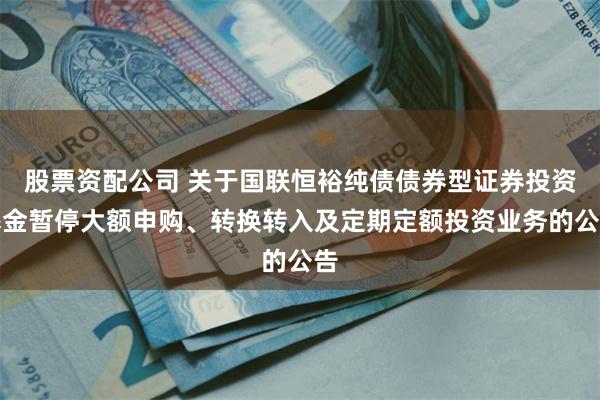 股票资配公司 关于国联恒裕纯债债券型证券投资基金暂停大额申购、转换转入及定期定额投资业务的公告